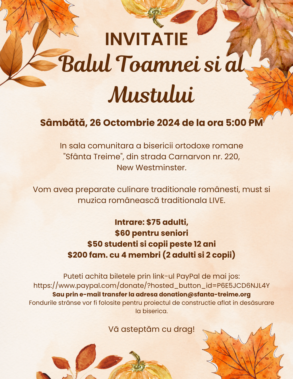 Balul Toamnei - Invitatie