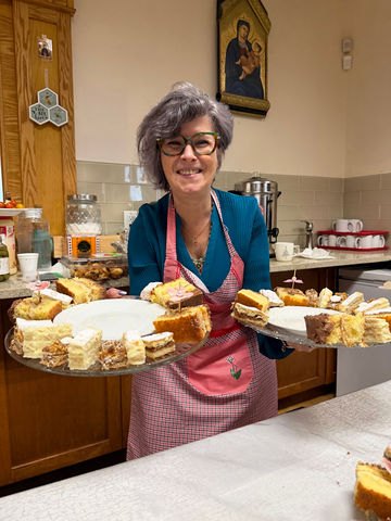 Anniversary reception food prepared for the parish celebration